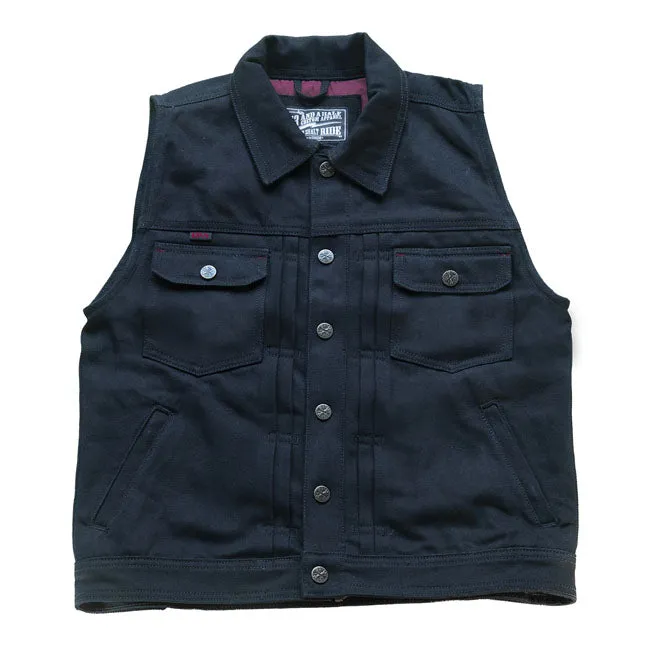 13 1/2 RAIN SPLITTER DENIM VEST BLACK