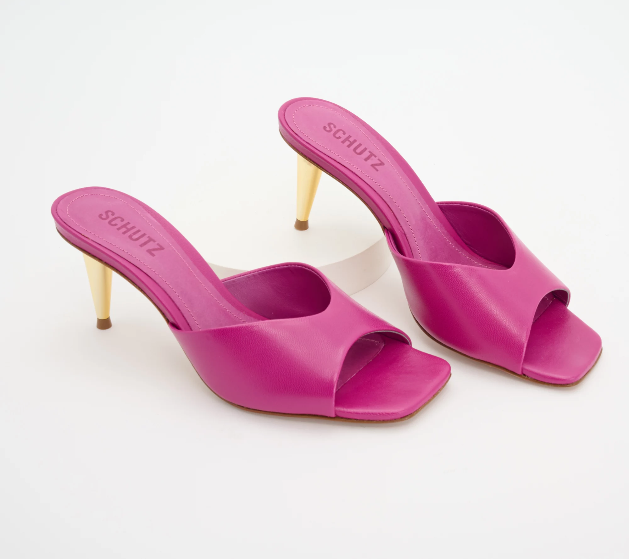 "As Is" Schutz Leather Pin Heeled Mules - Dethalia