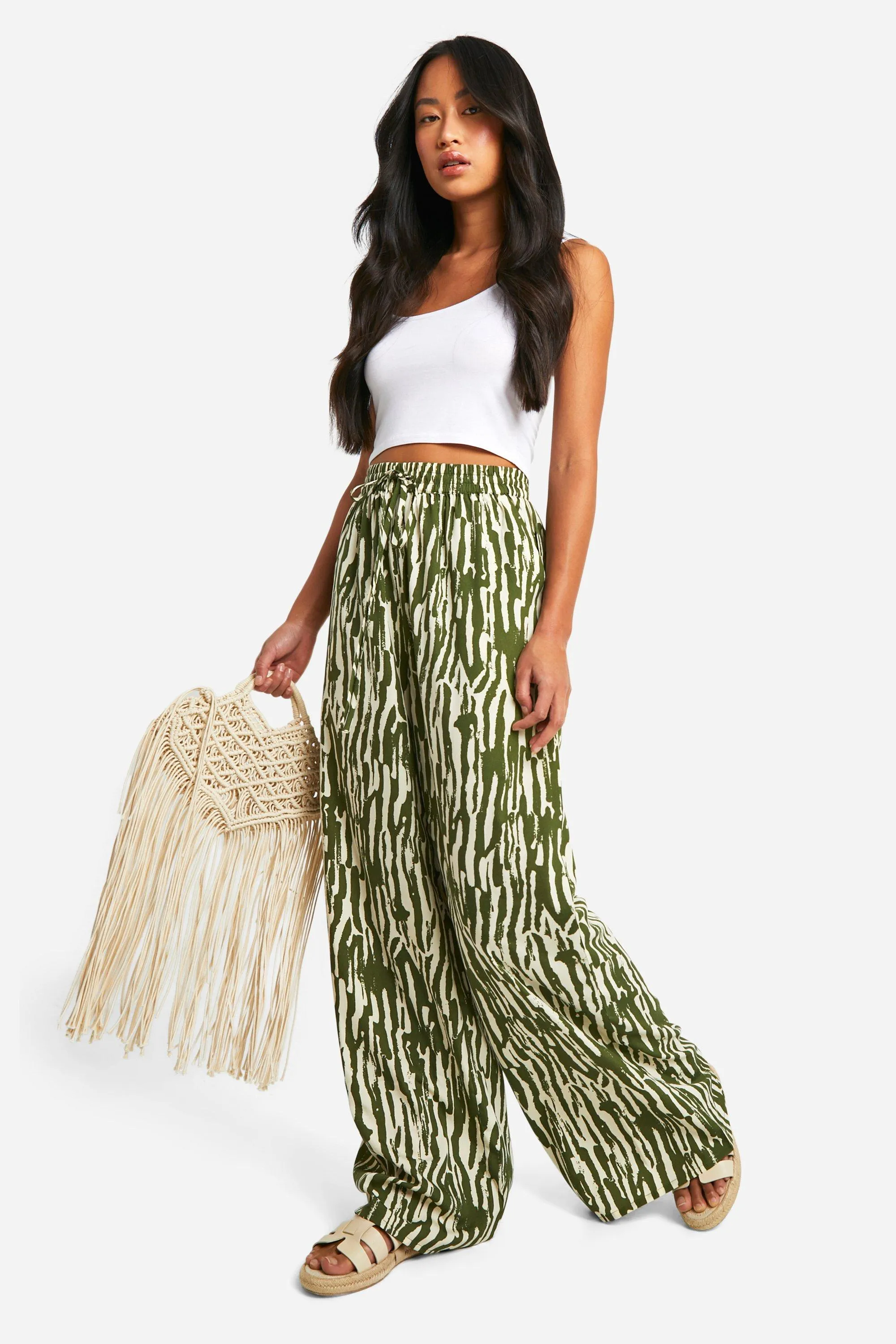 Abstract Zebra Wide Leg Pants