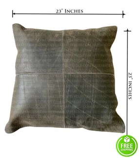 ANTIQUE BROWN DISTRESSED LEATHER THROW PILLOW