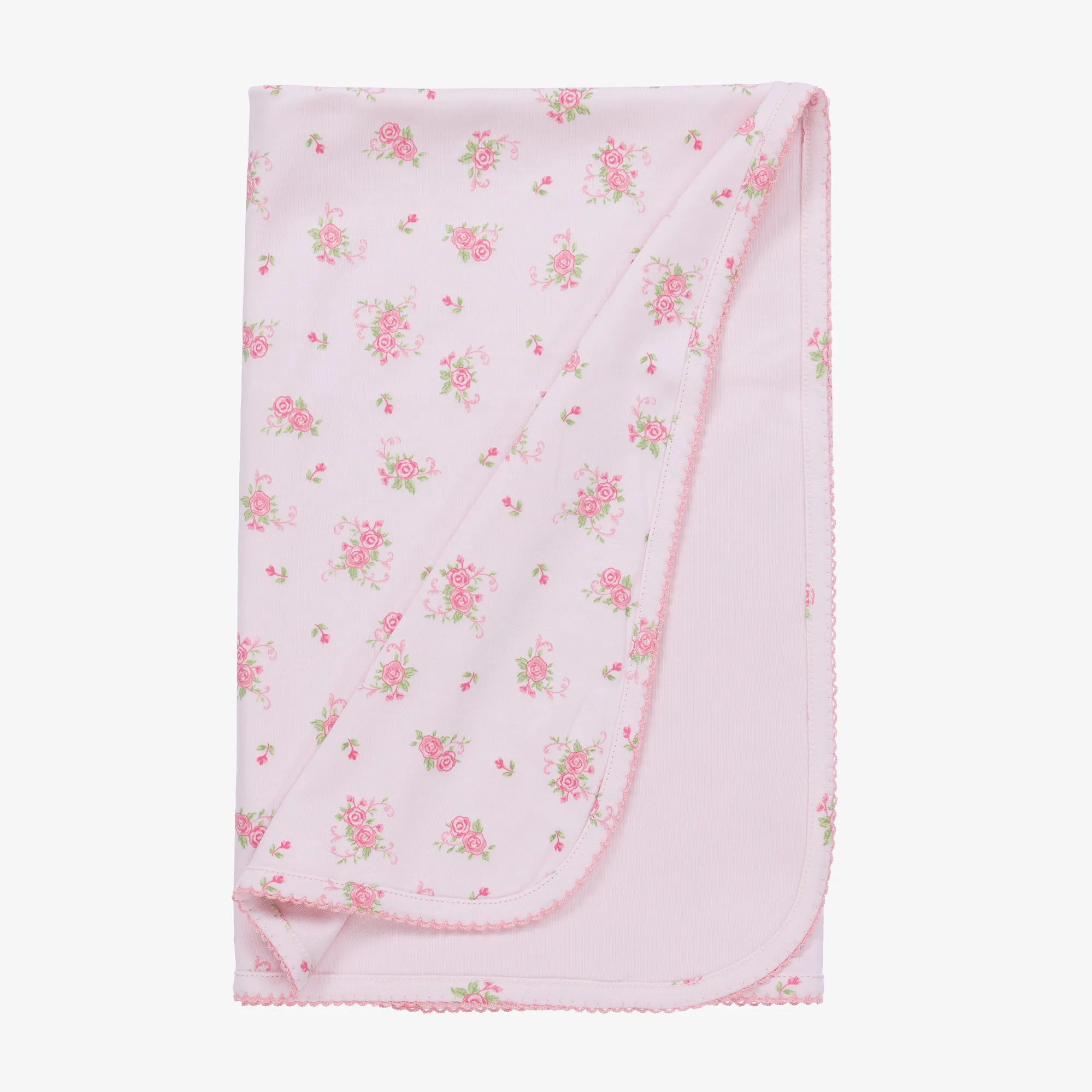 Baby Girls Cotton Pink Rose Scrolls Blanket (73cm)