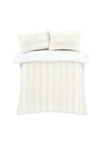 Bianca Cosy Soft Faux Fur Stripe Duvet Cover Set | Kaleidoscope