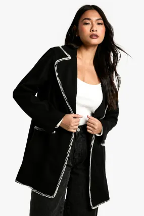 Blanket Stitch Wool Look Jacket