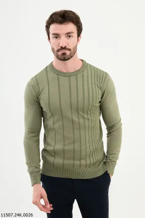 Bojoni Chicago Slim Fit Khaki Knitted Sweater