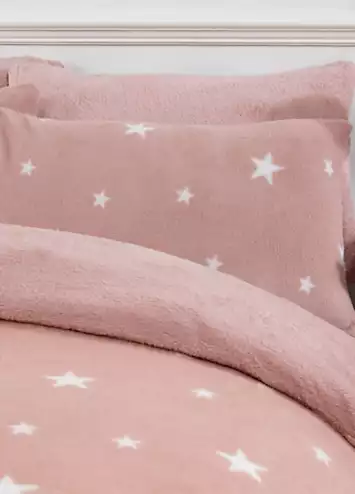 Brentfords Teddy Fleece Stars Blush Duvet Cover & Pillowcase Set | Kaleidoscope