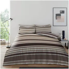 Brown Cotton Blend 144 TC Reversible Duvet Cover Set