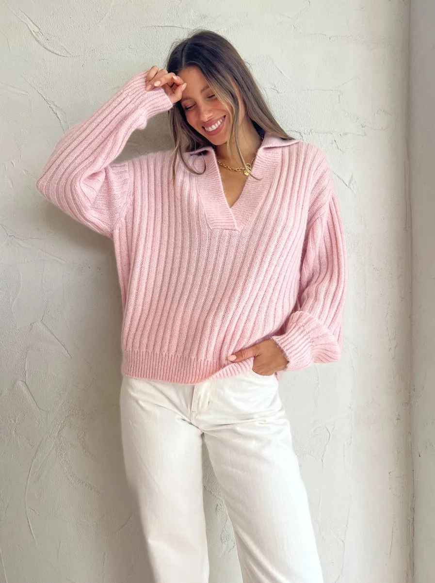 By Johnny Cosmic Knit Sweater in Soft Pink