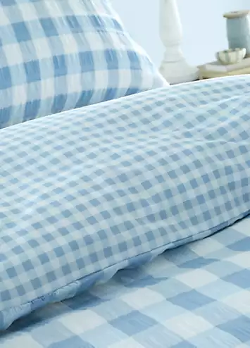 Catherine Lansfield Blue Seersucker Gingham Check 180 Thread Count Duvet Cover Set | Kaleidoscope