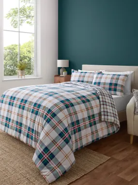 Catherine Lansfield Kelso Check Green Reversible Duvet Cover Set