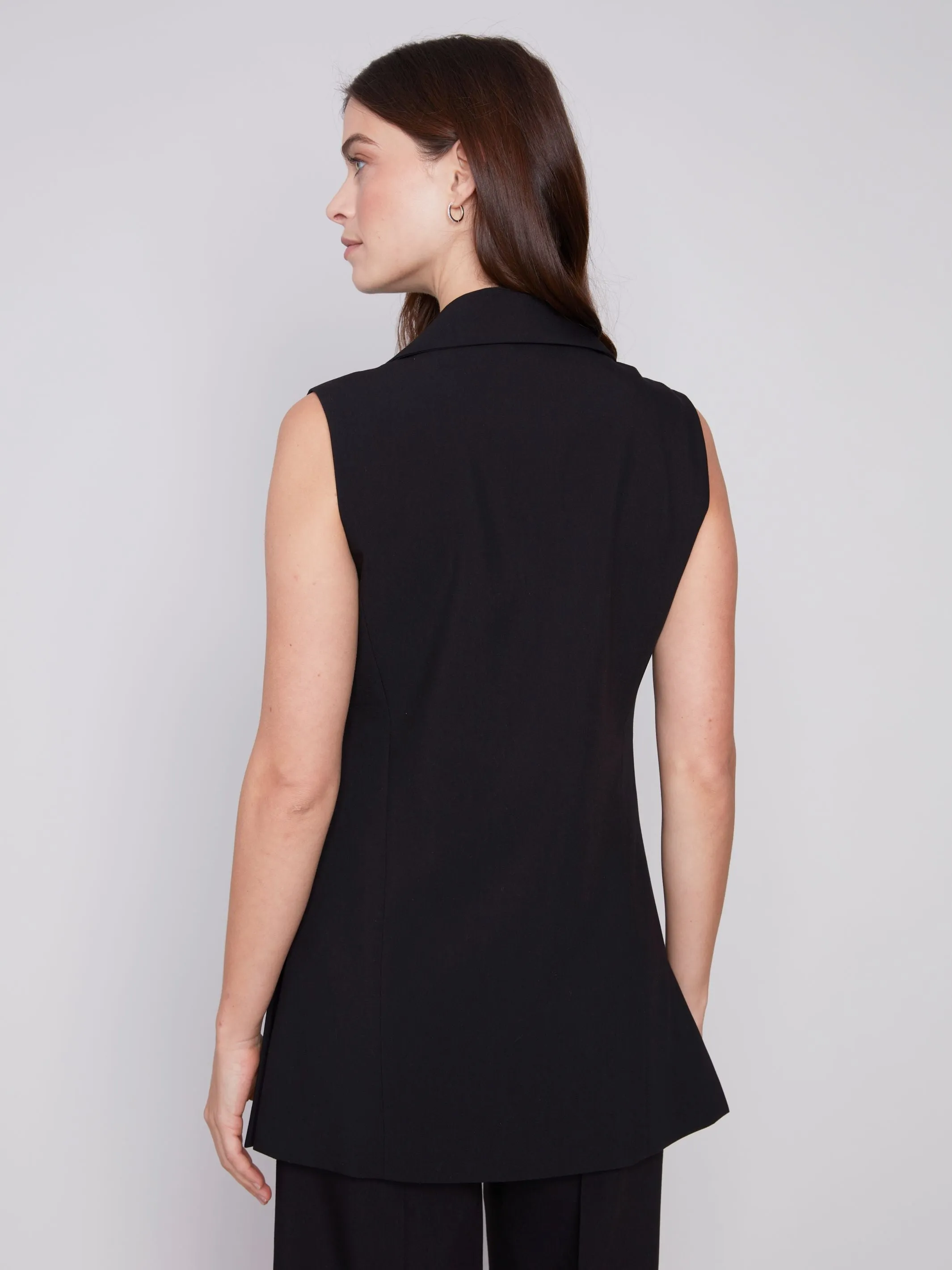 Charlie B Black Sleeveless Tailored Vest - Noir/Black