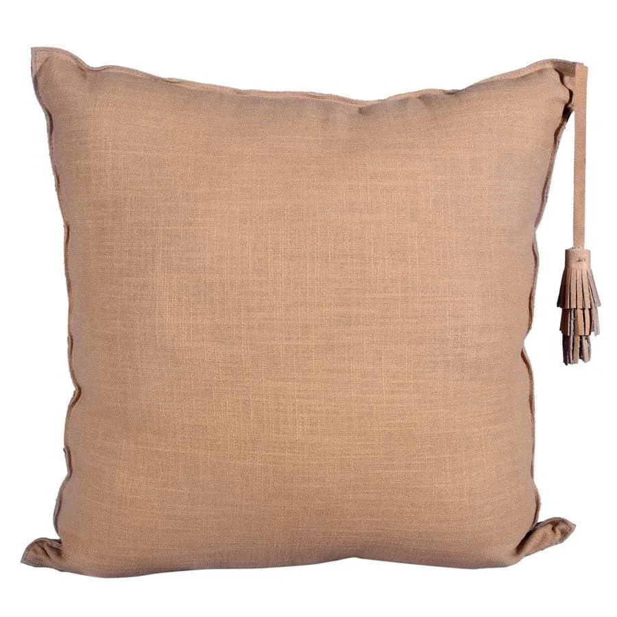 Chevron Leather Trow Pillow w/ Tassel, 20X20