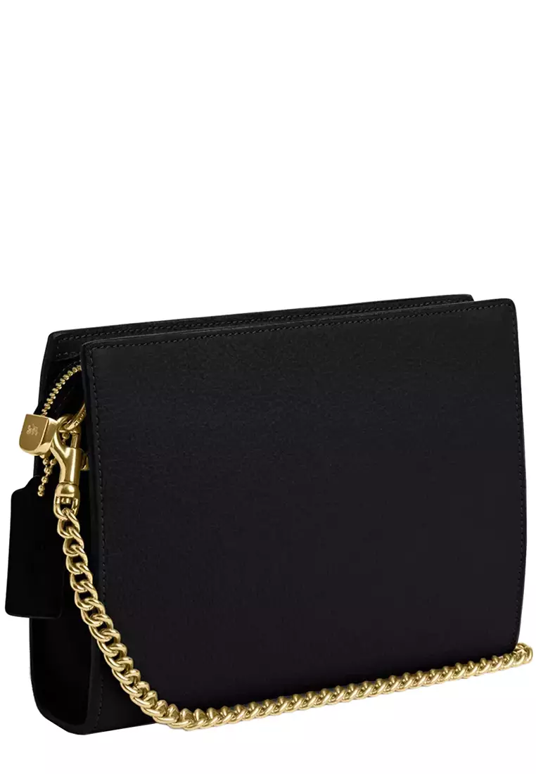 Coach Coach Slim Pebble Leather Crossbody Bag in Black/ Gold CR238