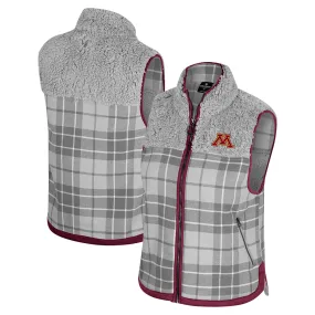 Colosseum Minnesota Golden Gophers Women's Gray Matilda Sherpa Plaid Full-Zip Vest