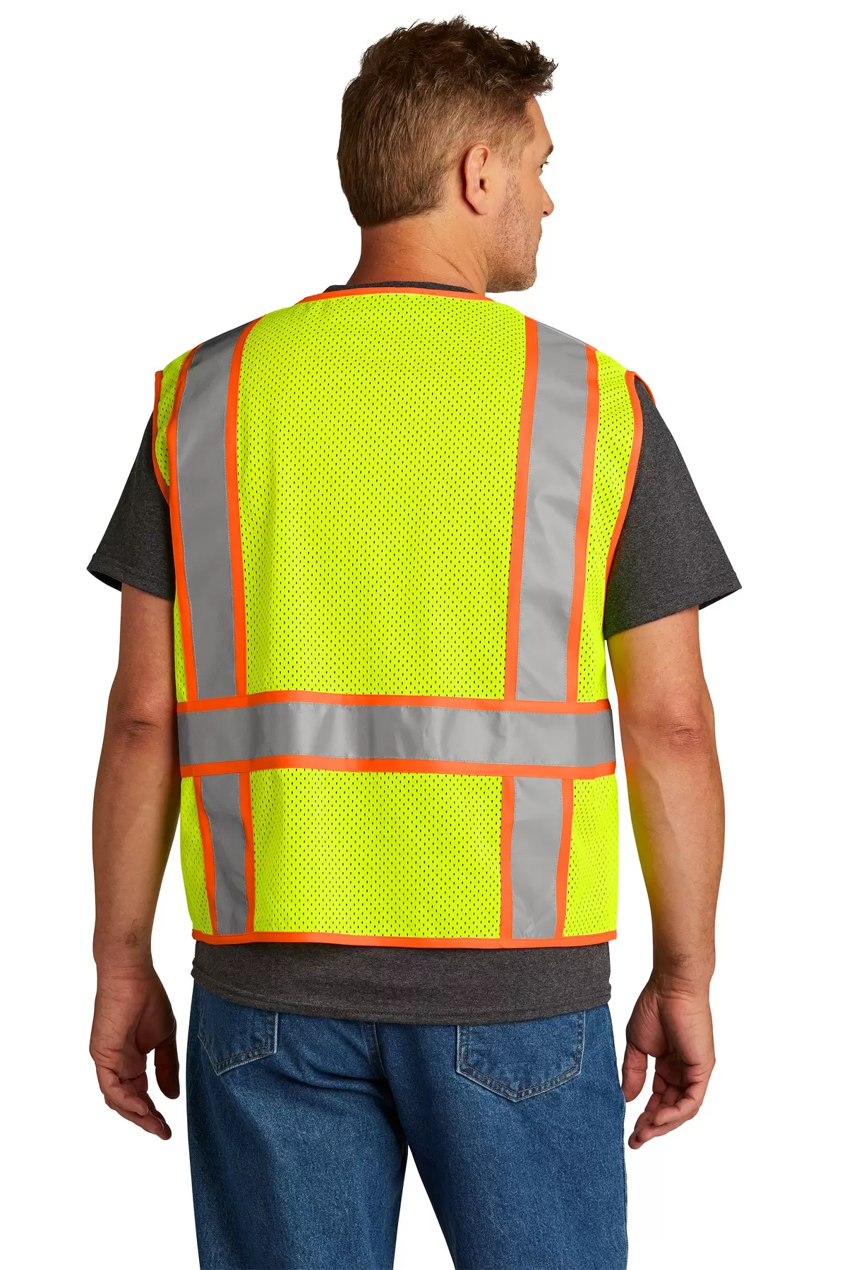 Cornerstone CSV103 CornerStone    ANSI 107 Class 2 Mesh Zippered Two-Tone Vest SKU: CSV103