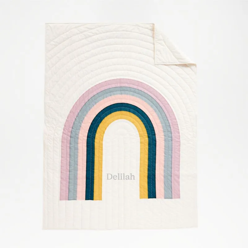 Crate&Barrel Asha Organic Cotton Rainbow Kids Twin Quilt