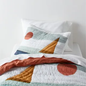 Crate&Barrel Ocean Dreams Embroidered Hand-Quilted Cotton Kids Twin Quilt