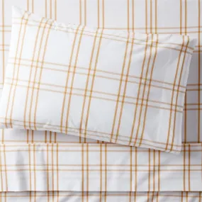 Crate&Barrel Stax Savannah Yellow Yarn-Dyed Organic Cotton Kids Twin Sheet Set