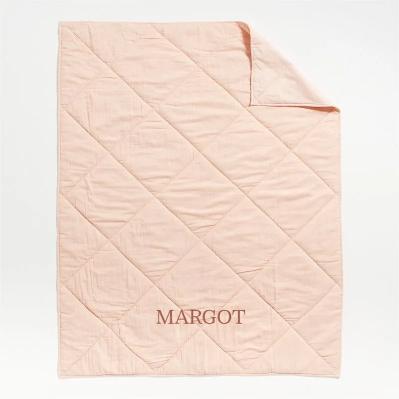 Crate&Barrel Supersoft Kids Elegant Pink Gauze Cotton Twin Quilt