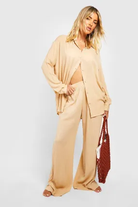 Crinkle Wide Leg Beach Pants