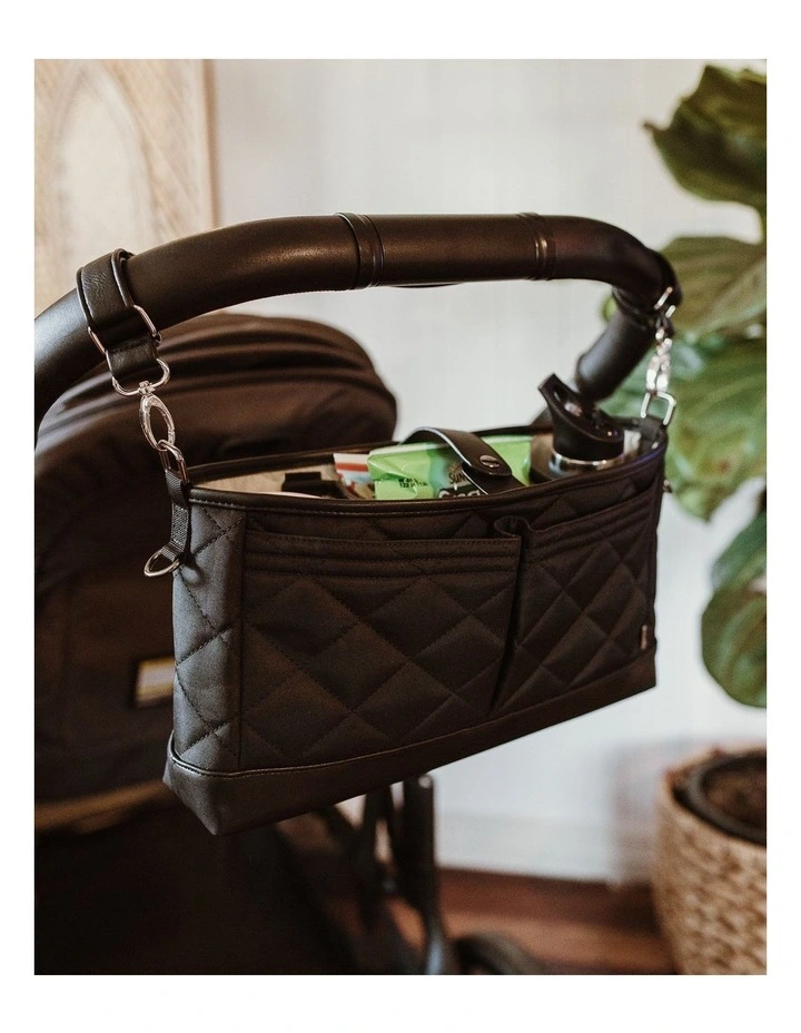 Diamond Quilt Pram Caddy in Black