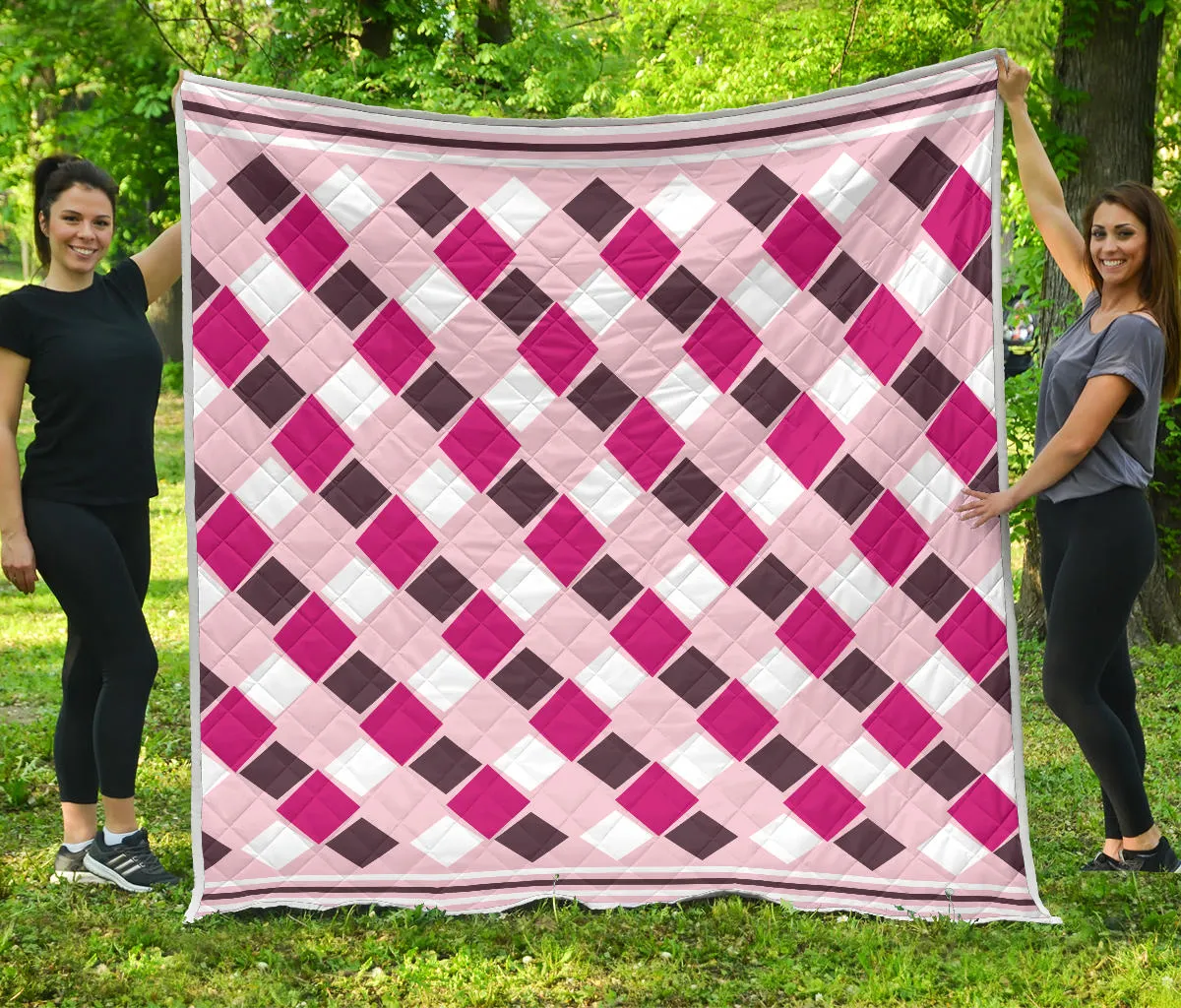 Diamonds In The Rough Pink Brown Quilt