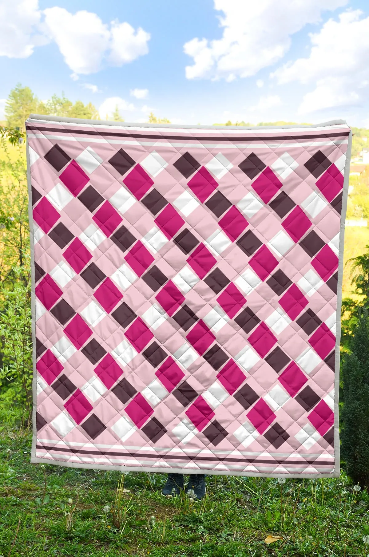 Diamonds In The Rough Pink Brown Quilt