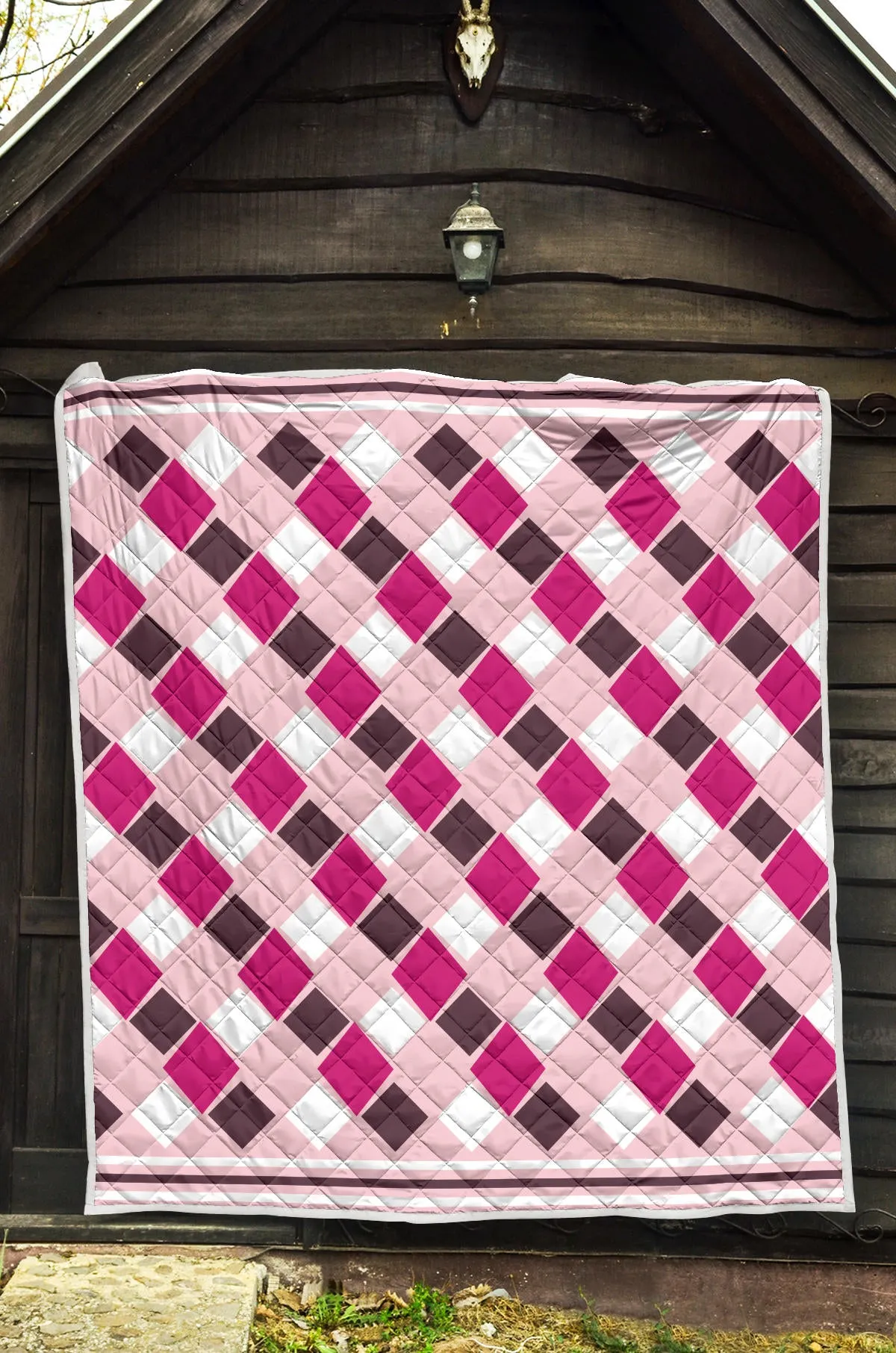 Diamonds In The Rough Pink Brown Quilt