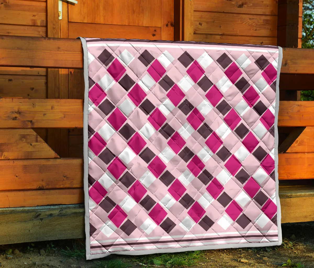 Diamonds In The Rough Pink Brown Quilt