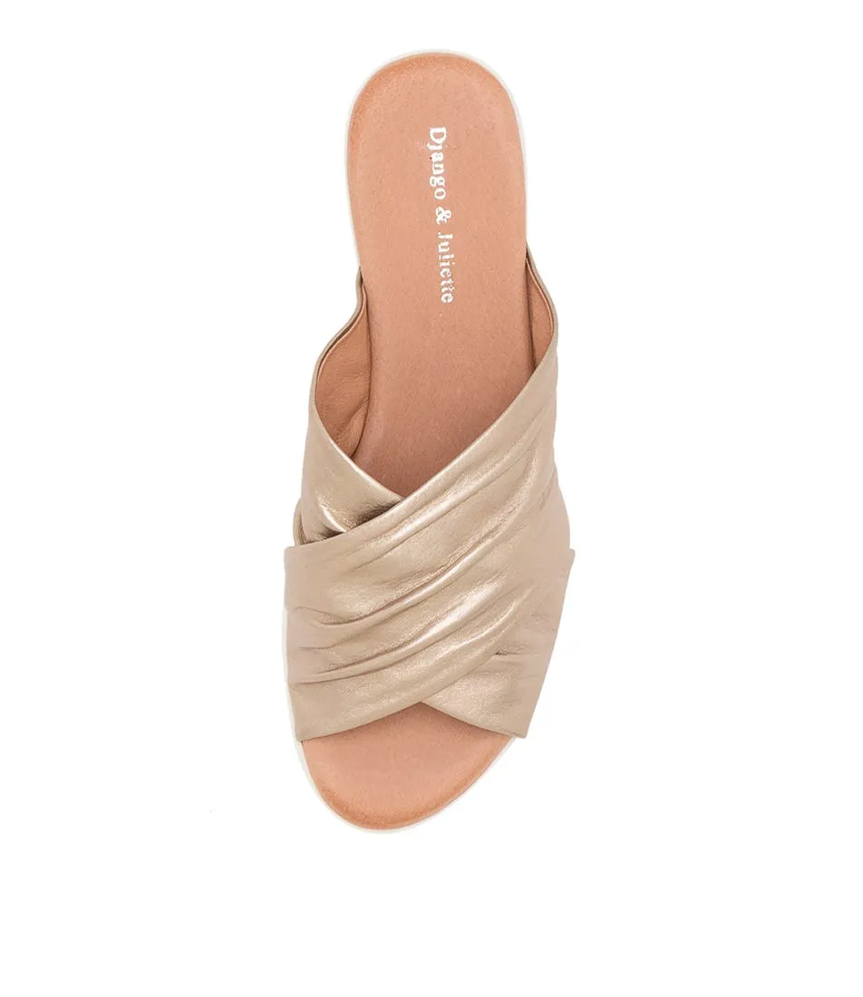 DJANGO & JULIETTE Mignon Champagne Leather Mules Ws