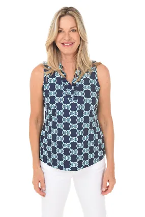 Double Medallions UPF50+ Ruffle Sleeveless Top