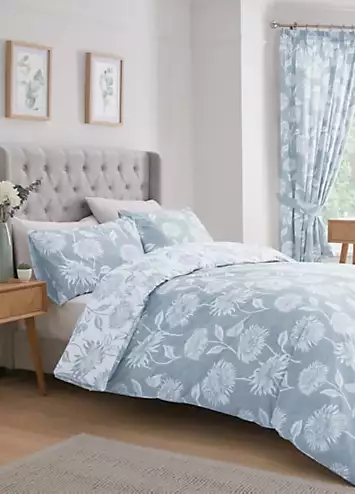 Dreams & Drapes Chrysanthemum Reversible Duvet Cover Set - Blue | Kaleidoscope