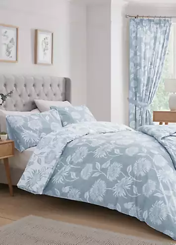 Dreams & Drapes Chrysanthemum Reversible Duvet Cover Set - Blue | Kaleidoscope