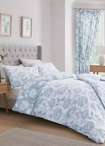 Dreams & Drapes Chrysanthemum Reversible Duvet Cover Set - Blue | Kaleidoscope