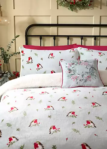 Dreams & Drapes Winter Robin Cosy Fleece Duvet Cover Set | Kaleidoscope