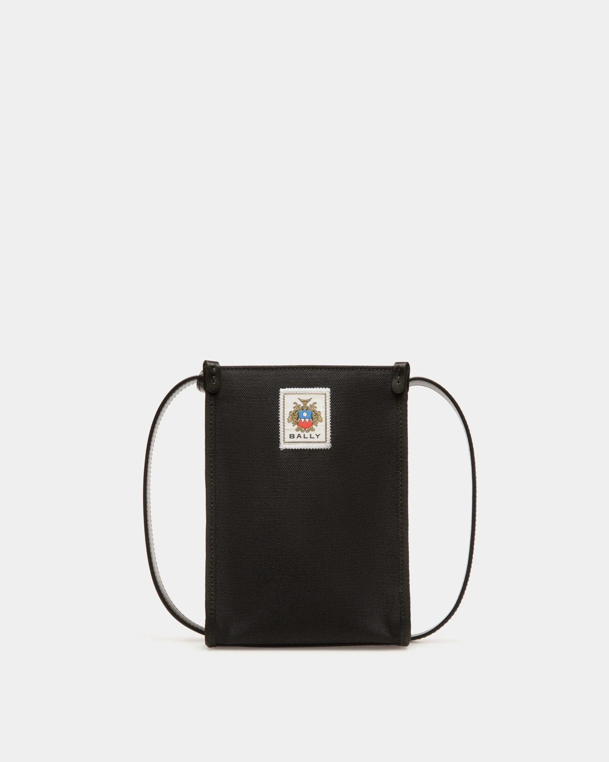 Easy Bally Crossbody Bag In Black Cotton Canvas