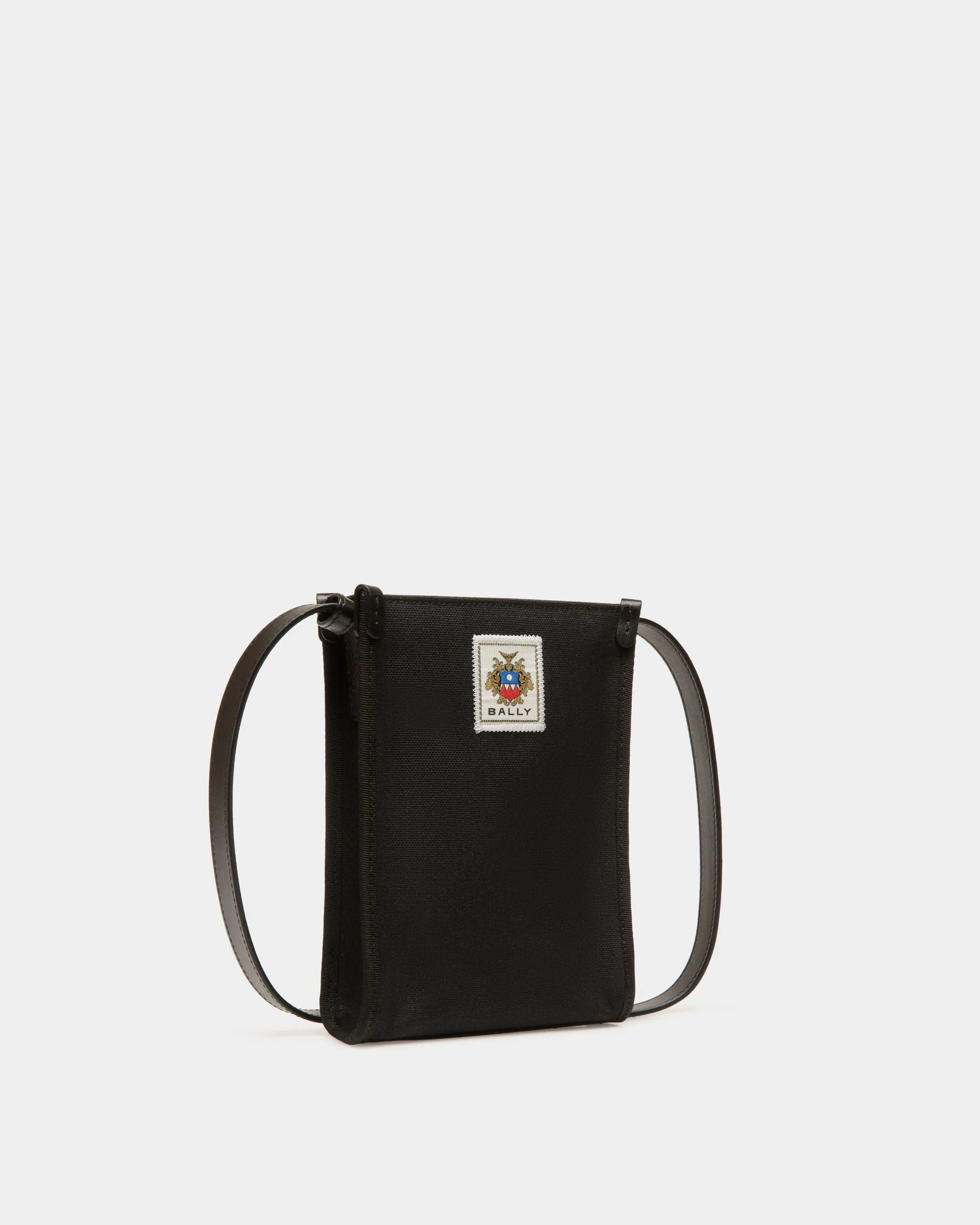 Easy Bally Crossbody Bag In Black Cotton Canvas