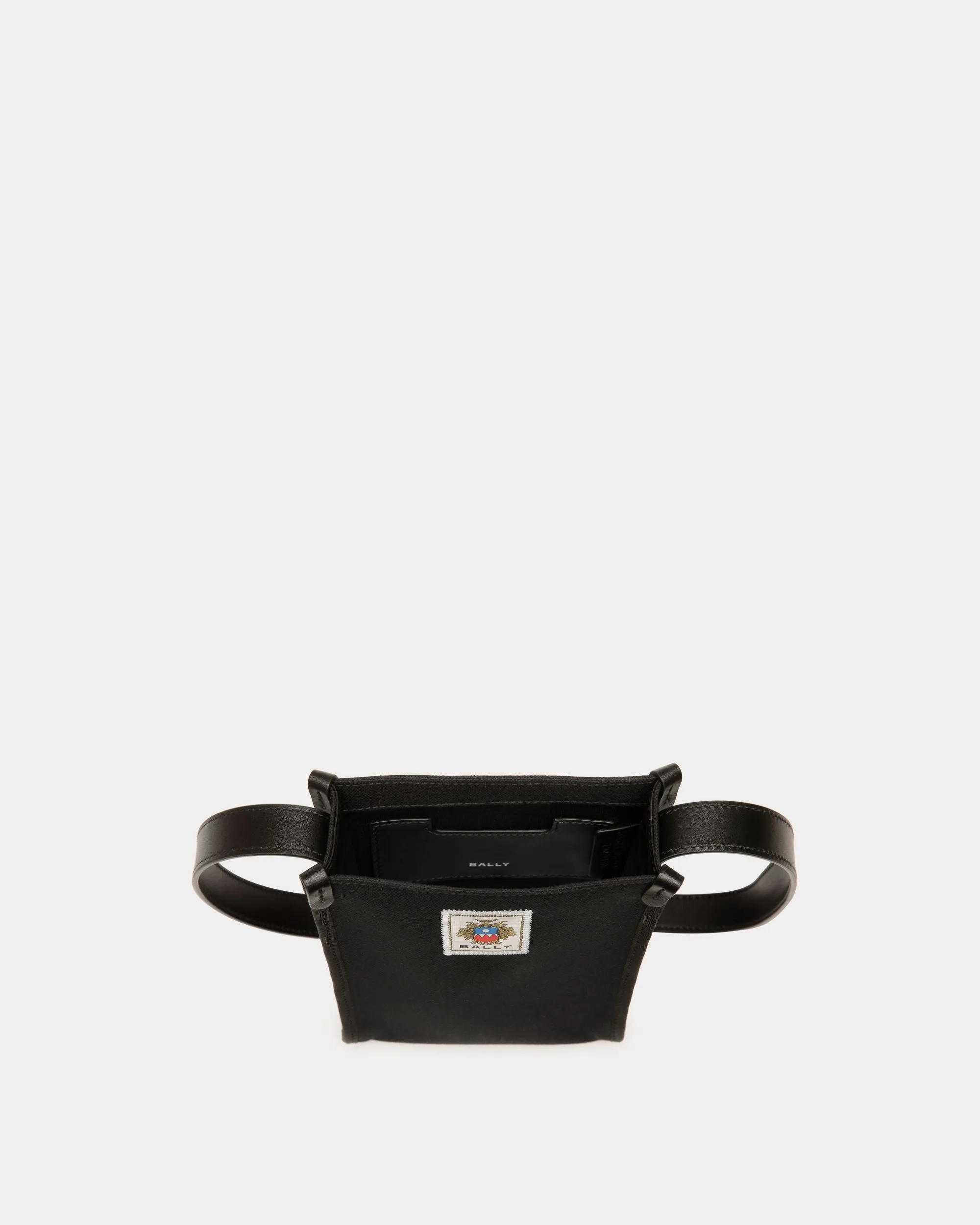 Easy Bally Crossbody Bag In Black Cotton Canvas