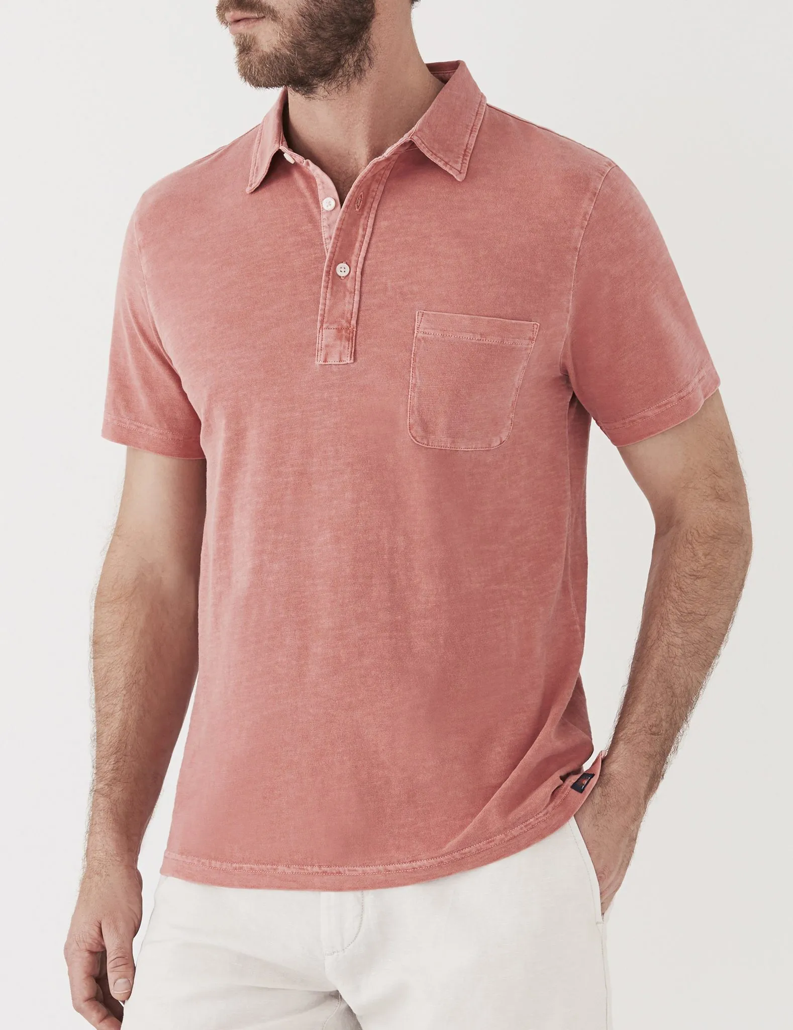 Faherty Sunwashed Polo - Faded Red 