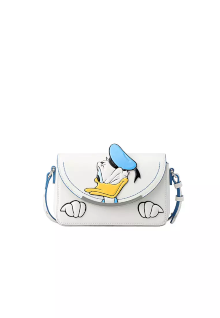 FION Donald Duck White Leather Crossbody & Shoulder Bag