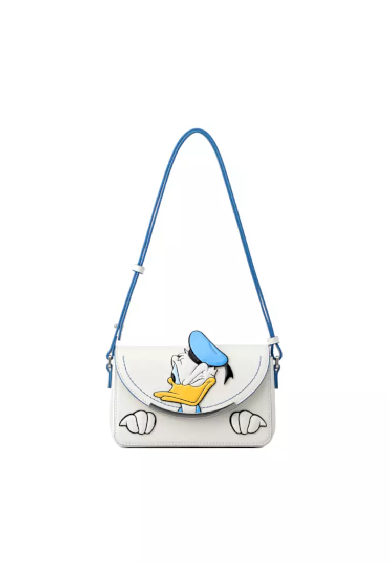 FION Donald Duck White Leather Crossbody & Shoulder Bag