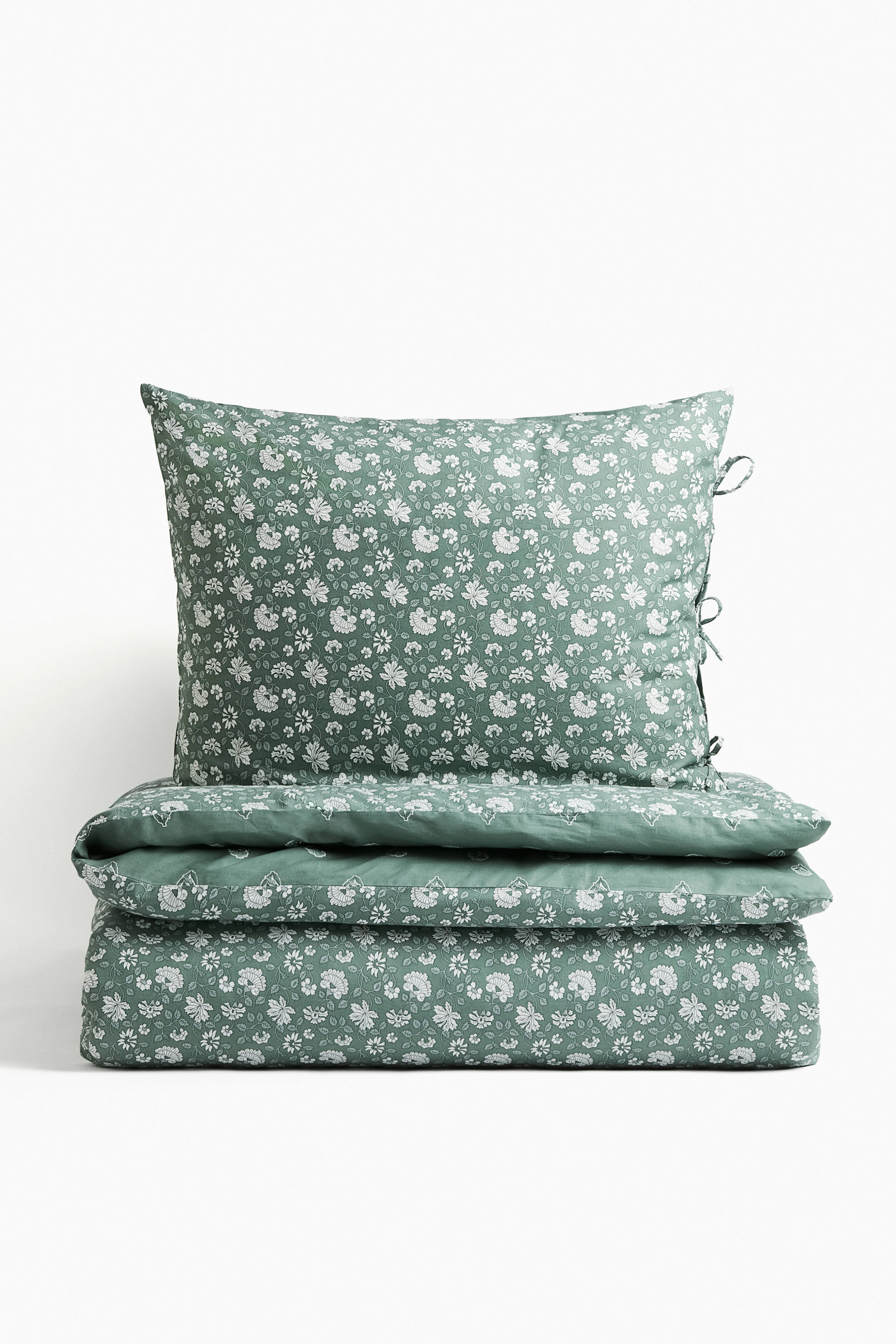 Floral single duvet cover set - Green/Floral - Home All | H&M GB