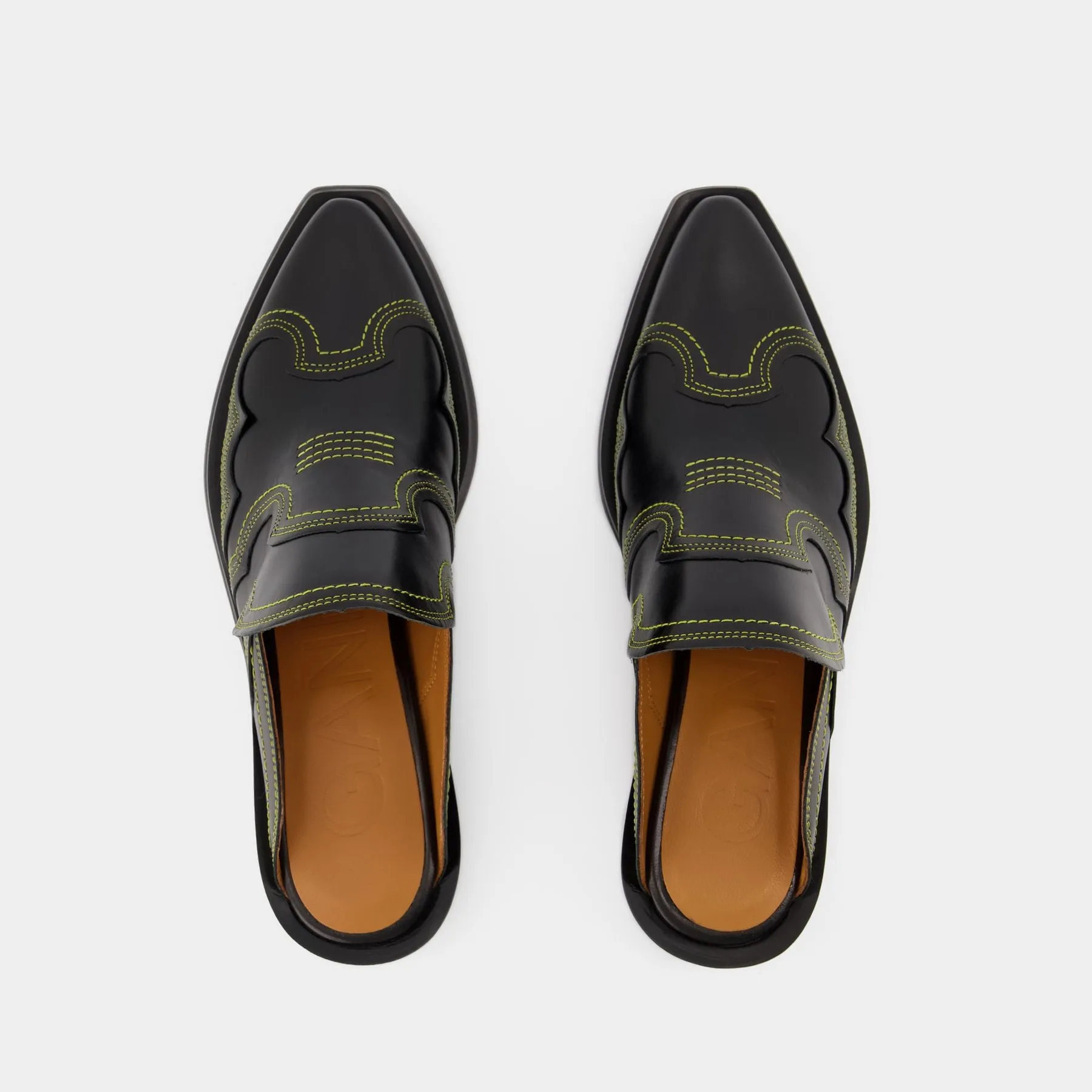 Ganni  Western Mules - Ganni - Black/Yellow - Leather