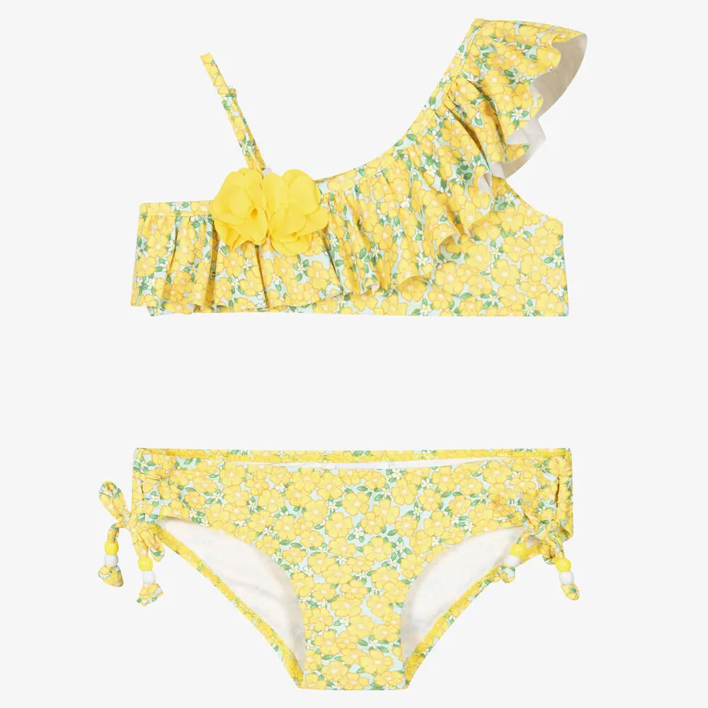 Girls Yellow Floral Bikini