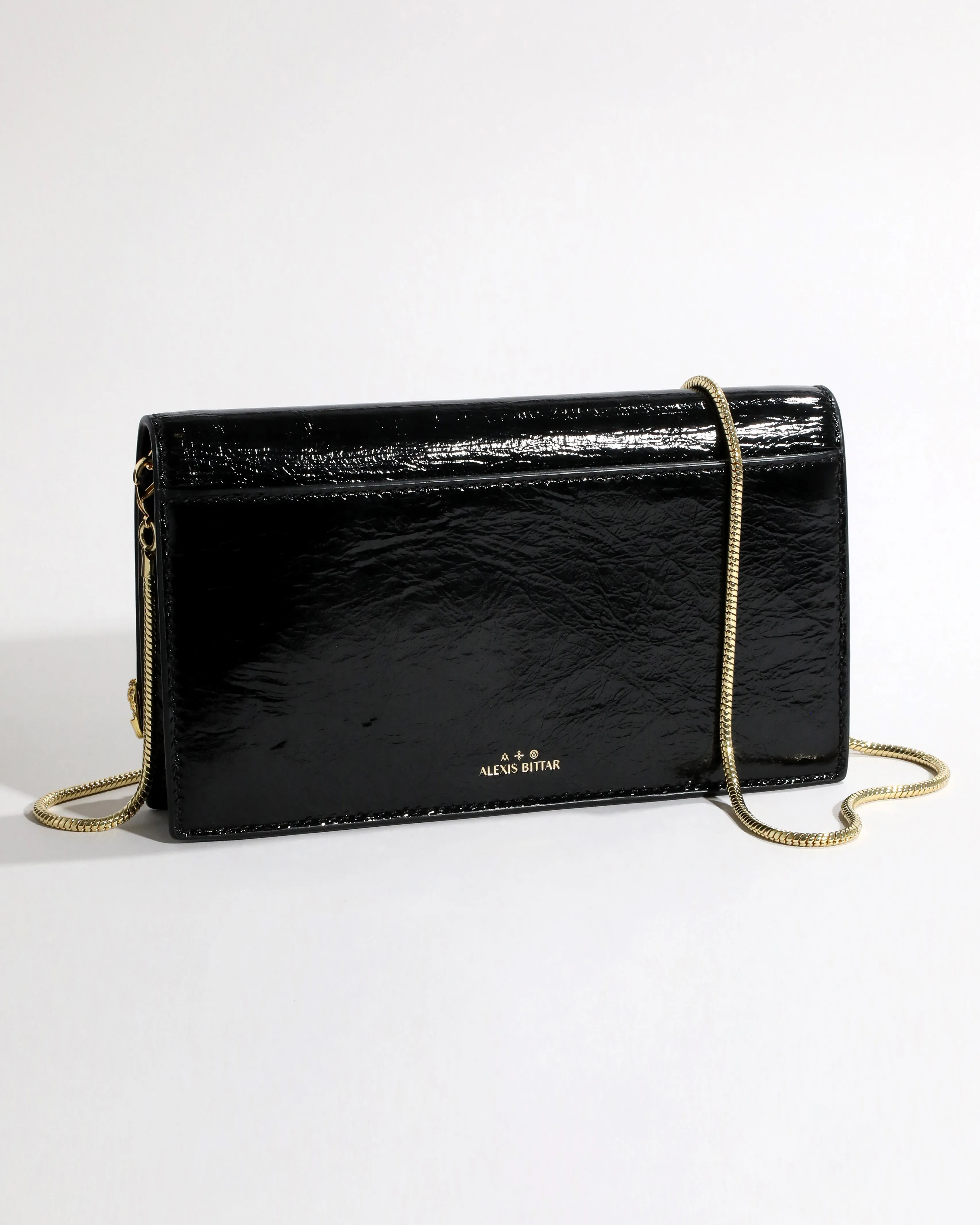 Gold Angular Convertible Crossbody Bag- Black