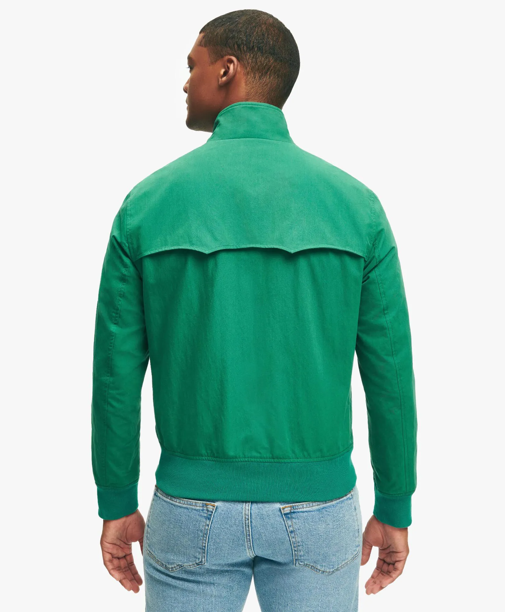 Green Harrignton Jacket in Cotton Blend in Green for Men | Brooks Brothers® UK