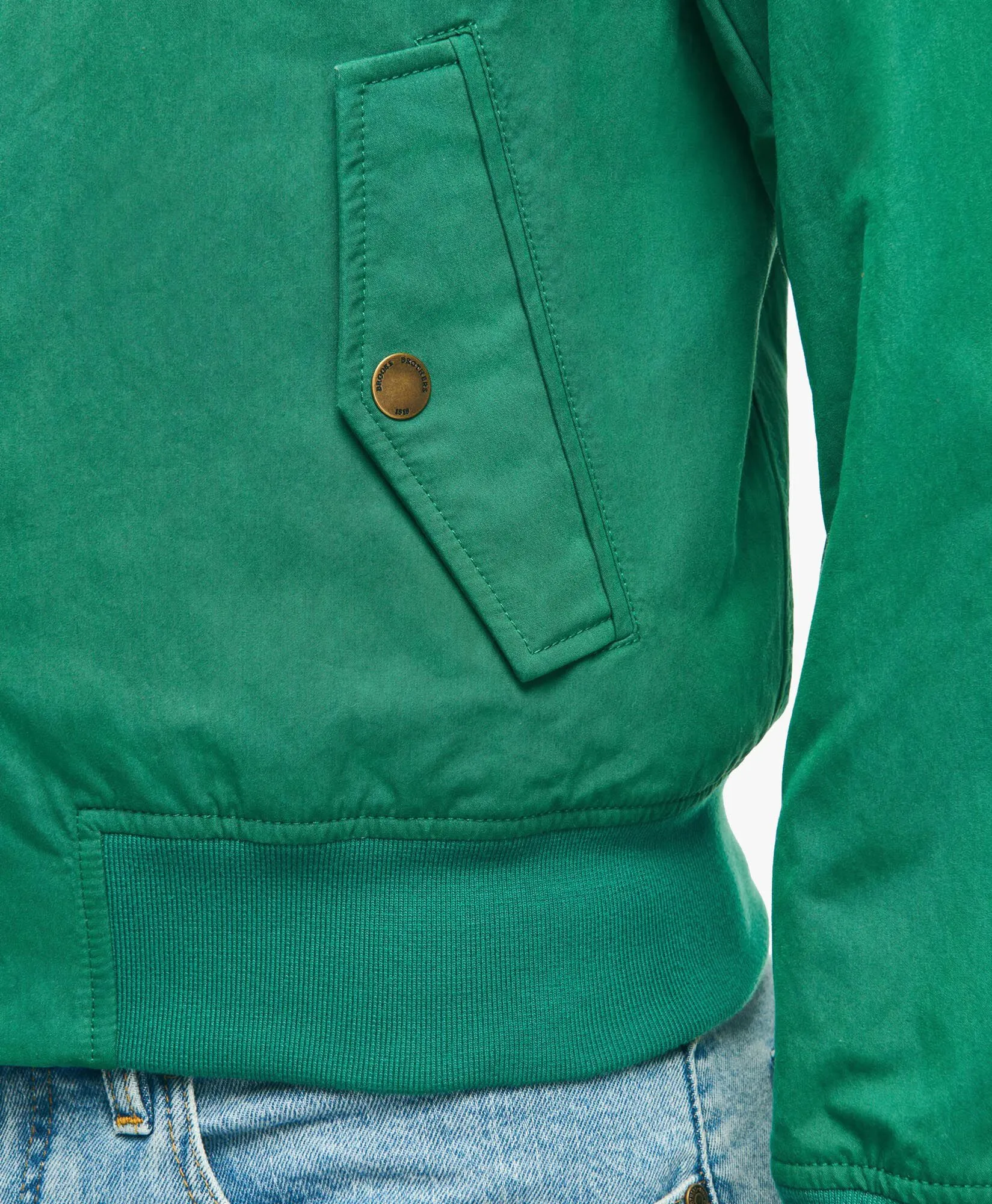 Green Harrignton Jacket in Cotton Blend in Green for Men | Brooks Brothers® UK