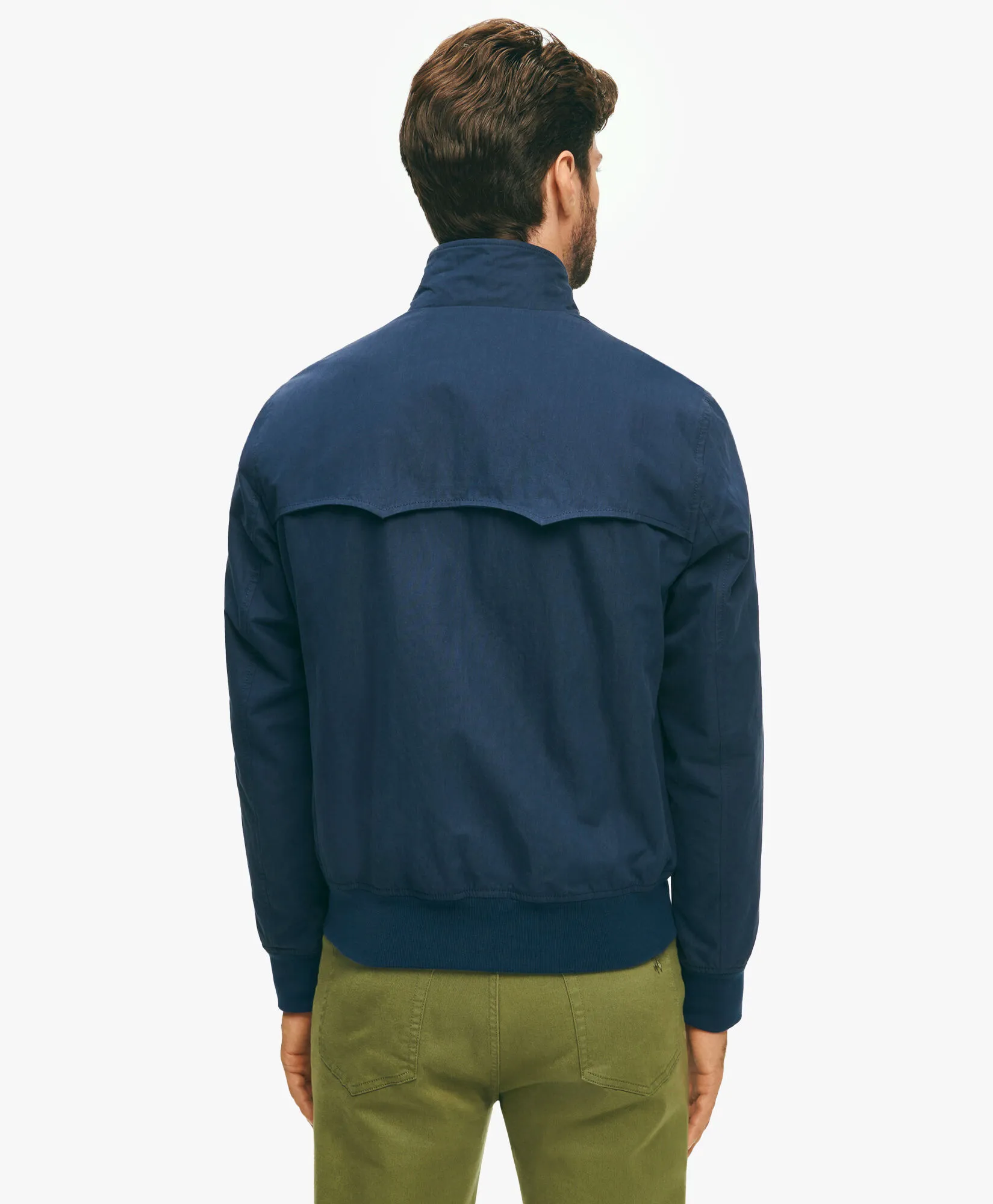 Green Harrignton Jacket in Cotton Blend in Green for Men | Brooks Brothers® UK