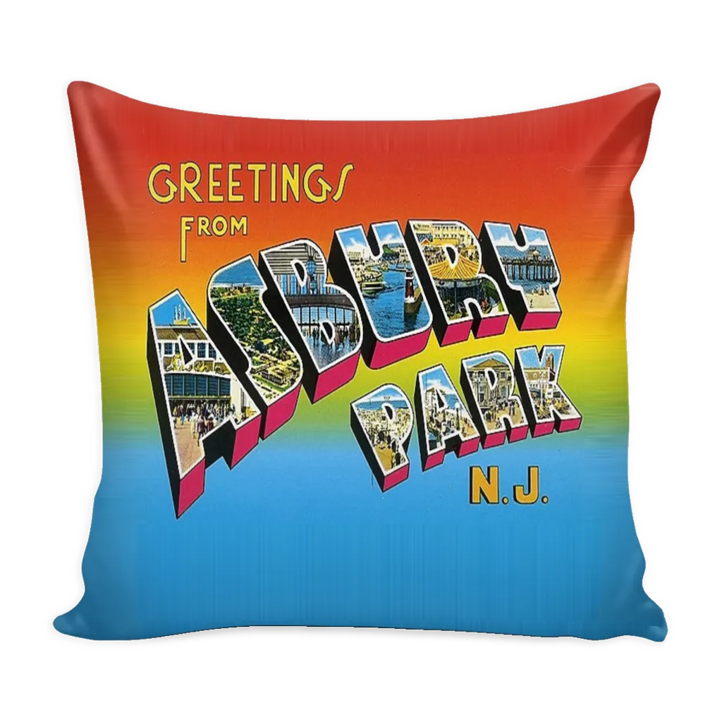 Greetings From Asbury Park Pillow with Insert