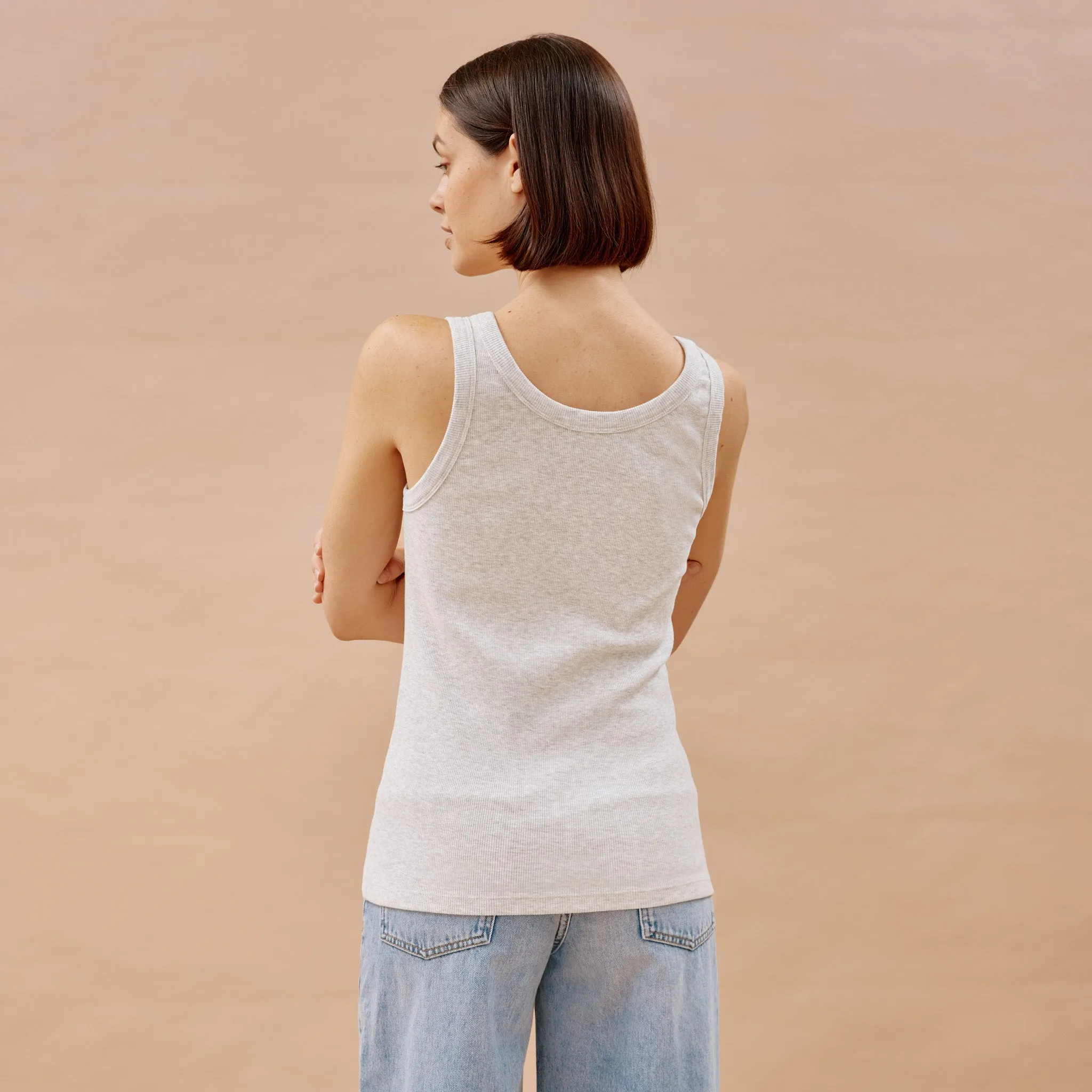 Grey Marl Scoop Rib Vest