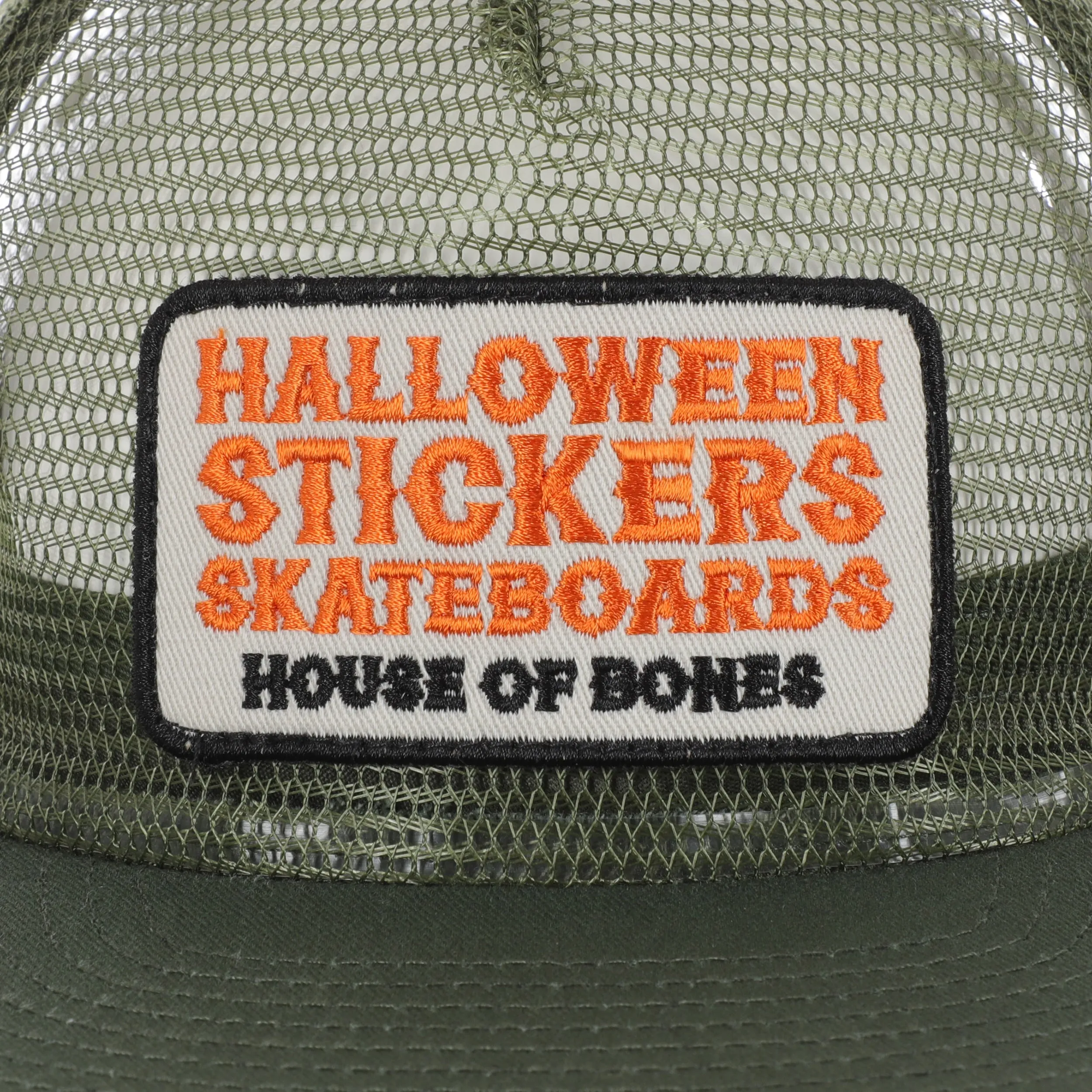 Halloween Stickers Skateboards House Of Bones Trucker Hat